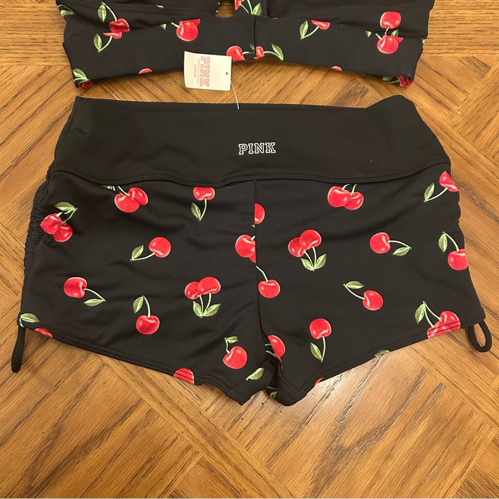 🍒 Gym to Swim Cherries PINK Victoria's Secret Black Cherry Bikini - Picture 10 of 15